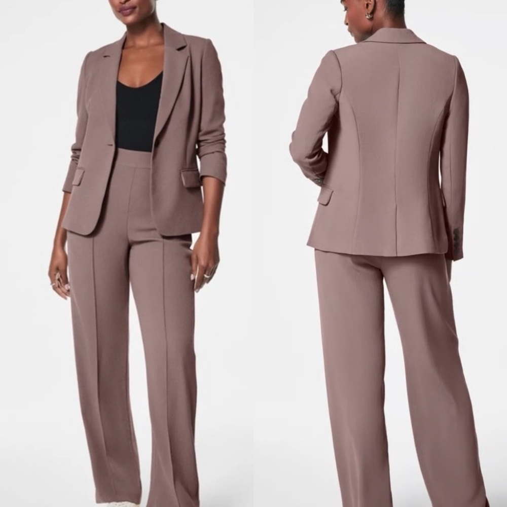NEW Spanx Carefree Crepe Blazer Single Breasted Taupe Smoke XL